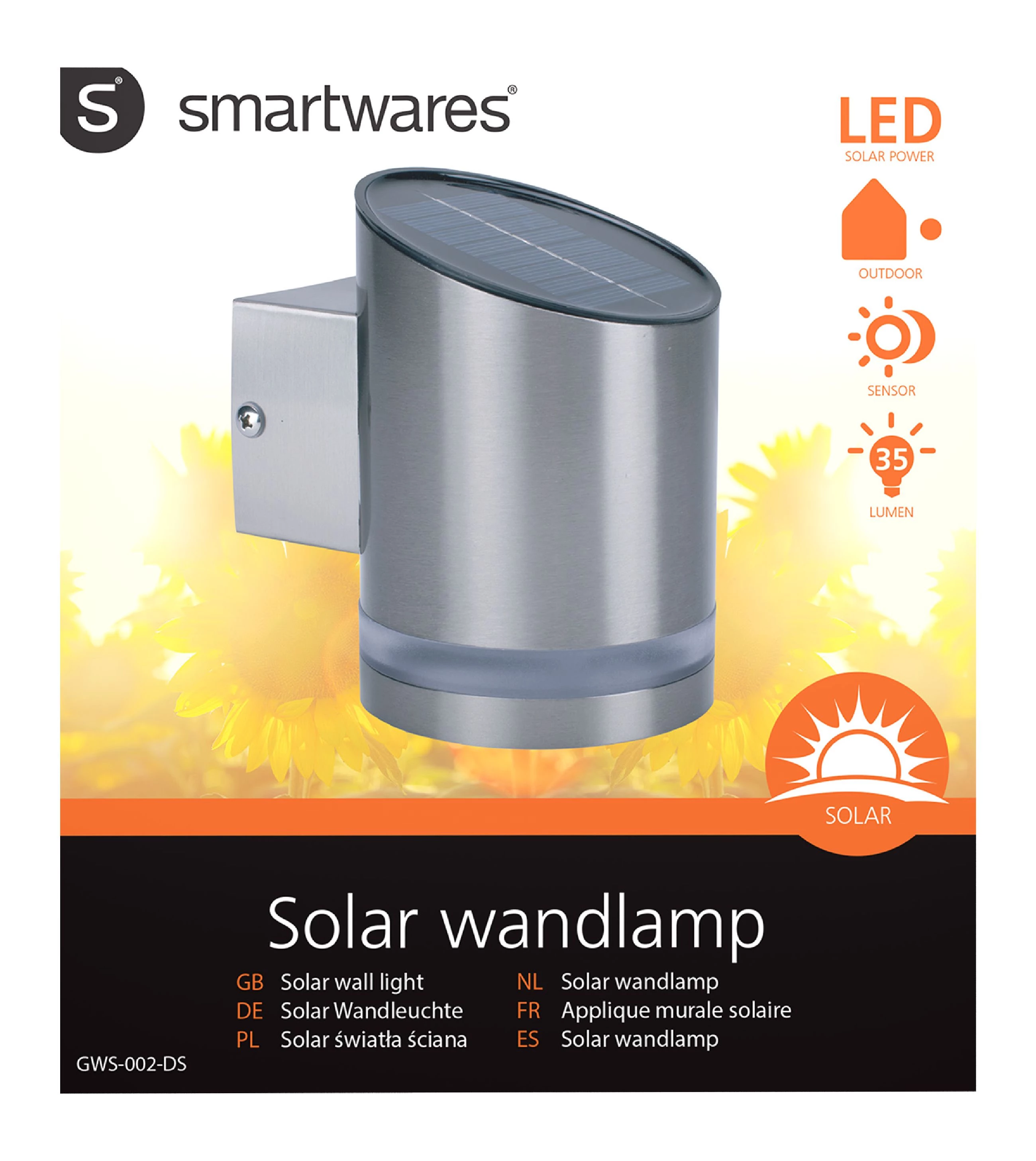 Solar-Wandleuchte LED grau - Ranex