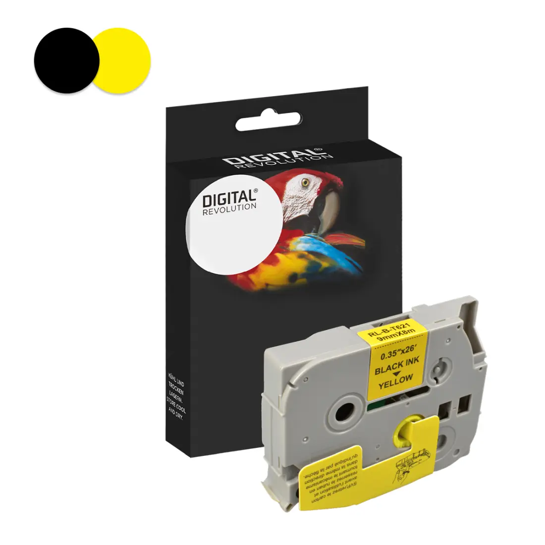 Schriftband TZE-621 schwarz auf gelb 9 mm