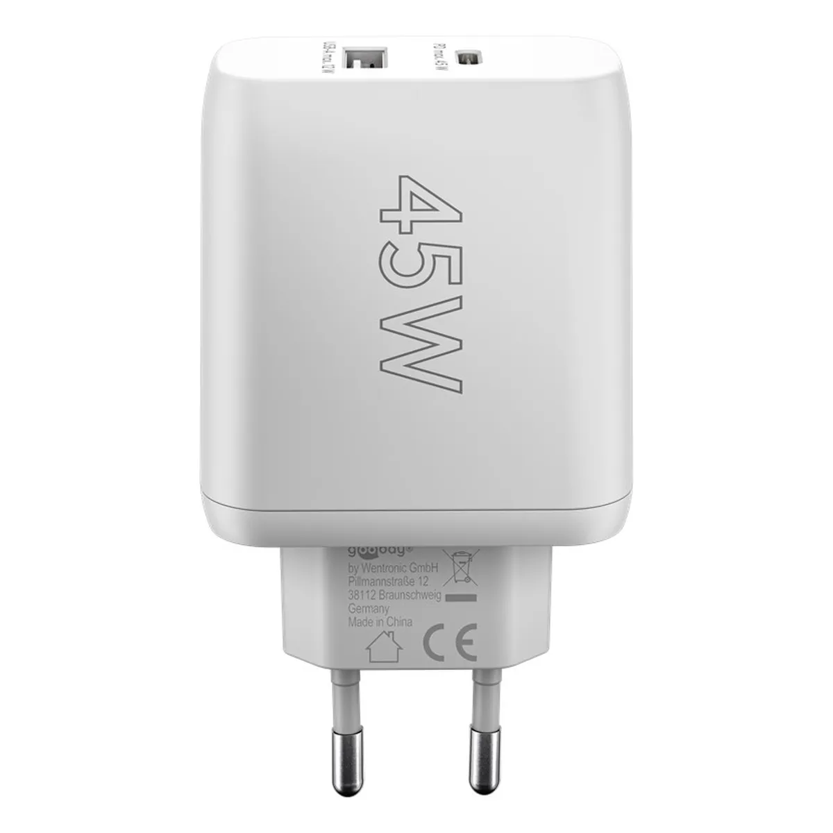 Goobay Dual-USB-Schnellladegerät PD/QC (45 W) weiß