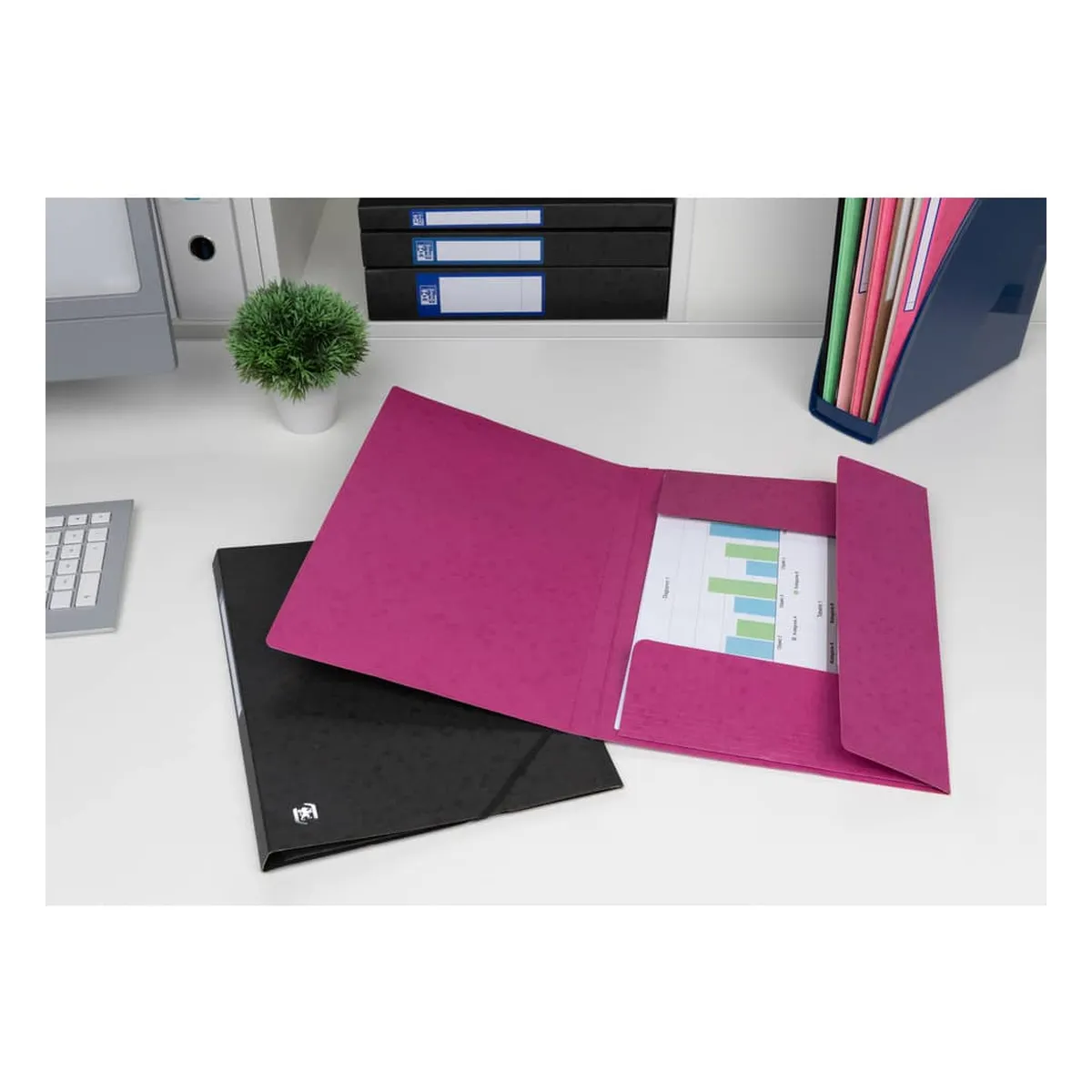 OXFORD Eckspannmappe TOP FILE+ - A4, 390 g/qm, Karton, Gummizug, violett