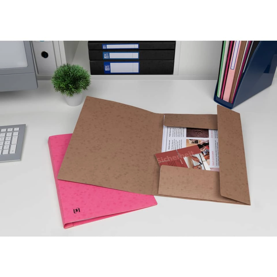 OXFORD Eckspannmappe TOP FILE+ - A4, 390 g/qm, Karton, Gummizug, braun