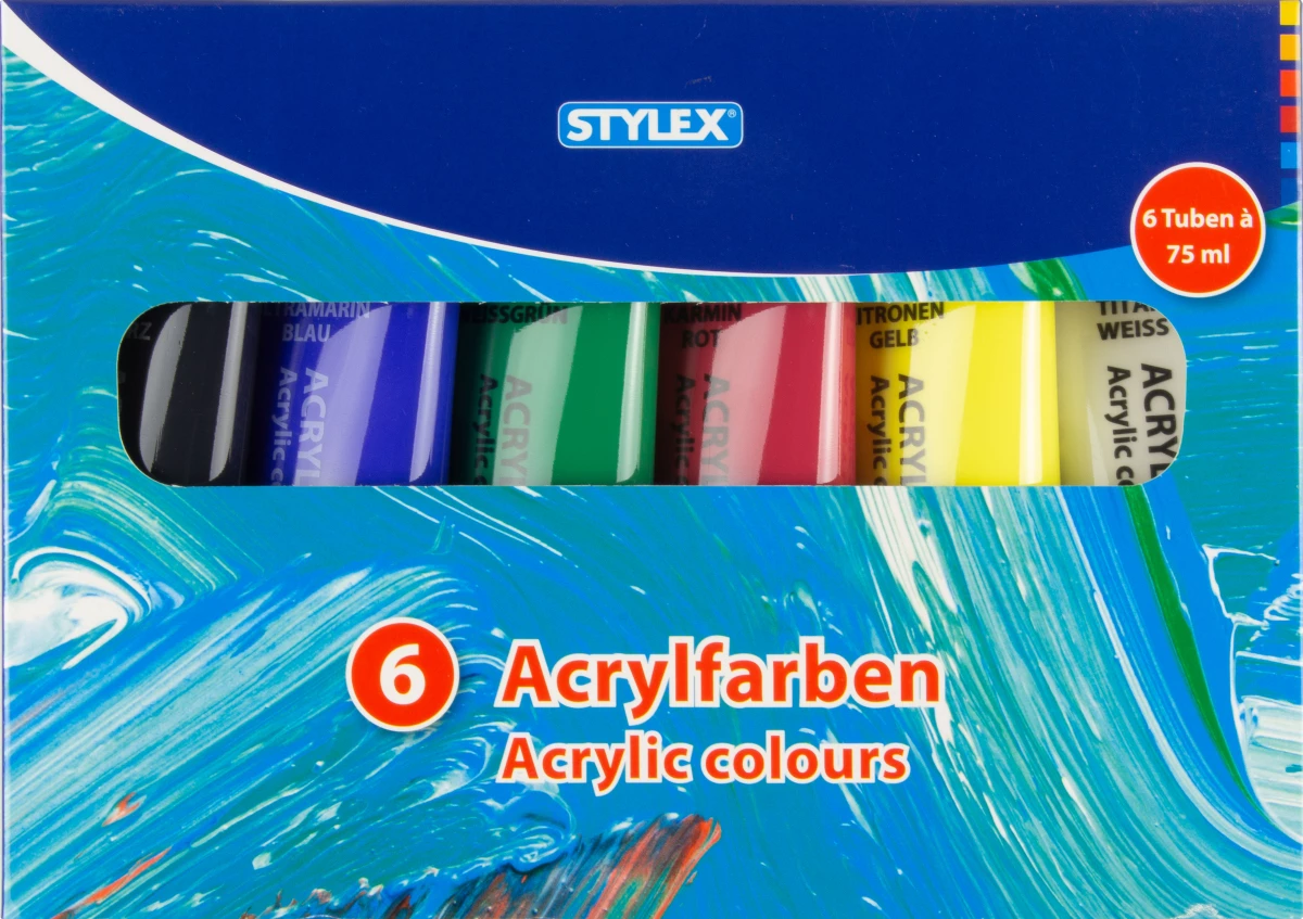 Stylex Acrylfarbe, 6 Tuben à 75 ml