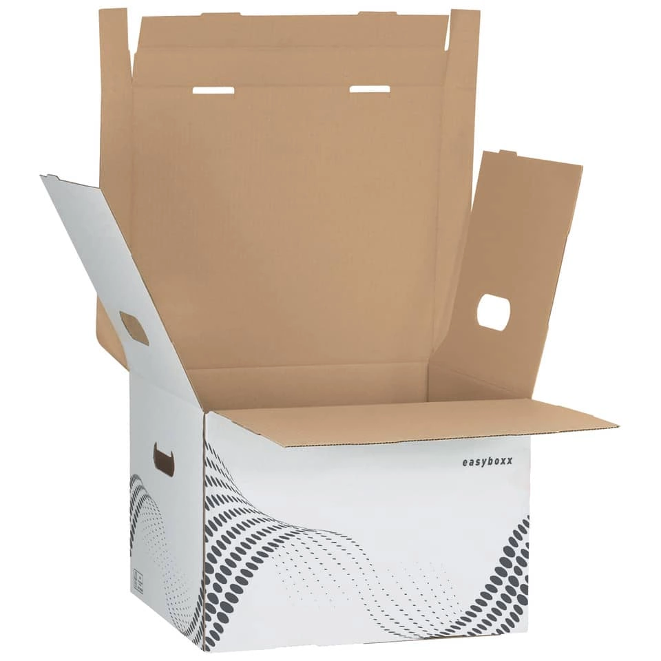 LEITZ Archiv Container easyboxx M - Wellpappe (RC), Tragkraft 15 kg, weiß