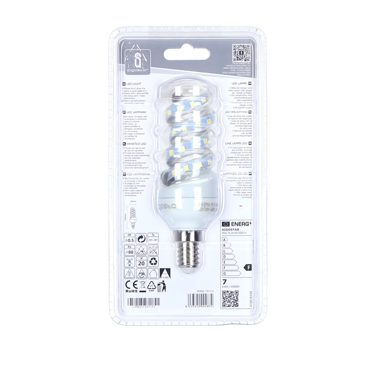 Aigostar LED 'Spirale' E14, 7W