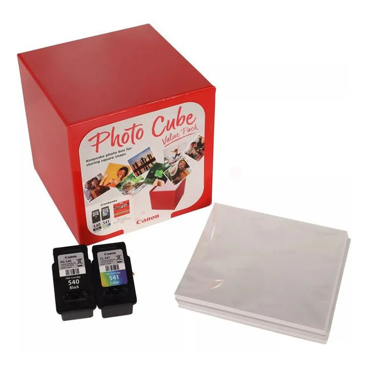 Druckerpatronen Multipack Canon 'PG-540+CL-541' schwarz 8 ml | 180 Seiten + farbig 8 ml | 180 Seiten Cube + Fotopapier PP-201 13x13cm 40 Blatt (5225B012)