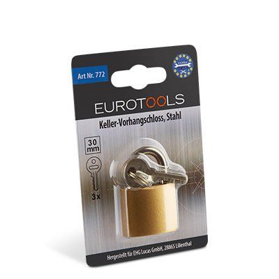 Eurotools Vorhängeschloss aus Stahl, 30 mm