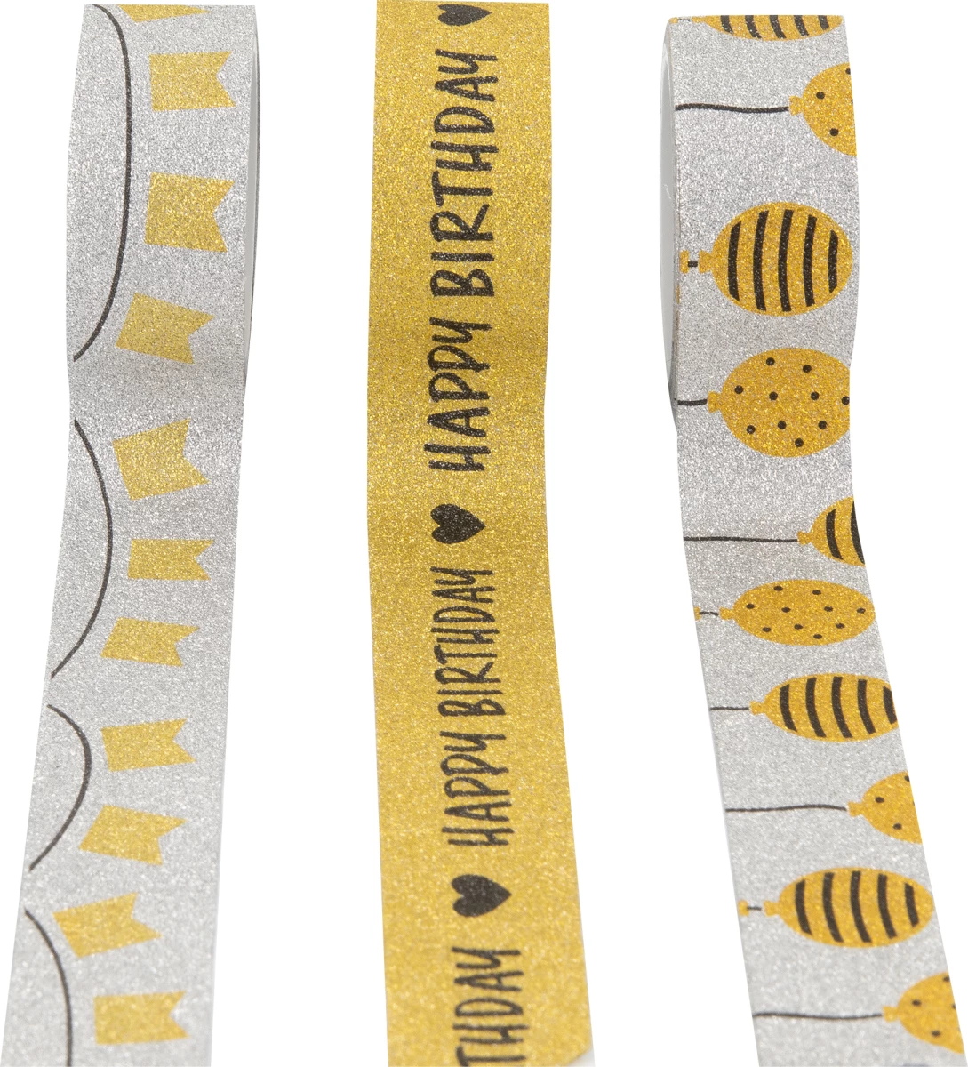 Stylex Deko-Klebeband 'Glitter', 3 Rollen, 15 mm x 3 m