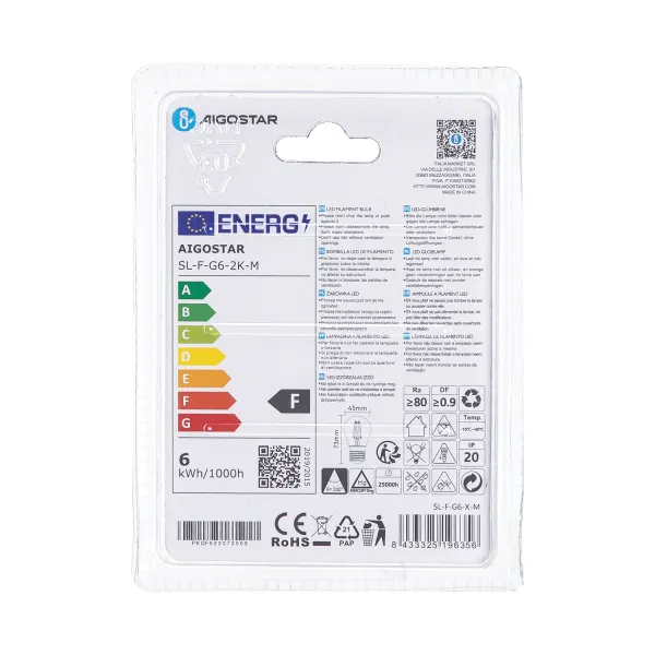 Aigostar LED FILAMENT 'Classic', 6W, E27