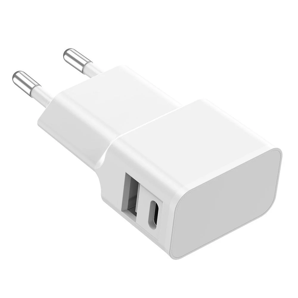 Universal Netzteil Dubi, 1x USB-A + 1x Typ-C, 12W | 5V / 2.4A, kompaktes Design, weiß