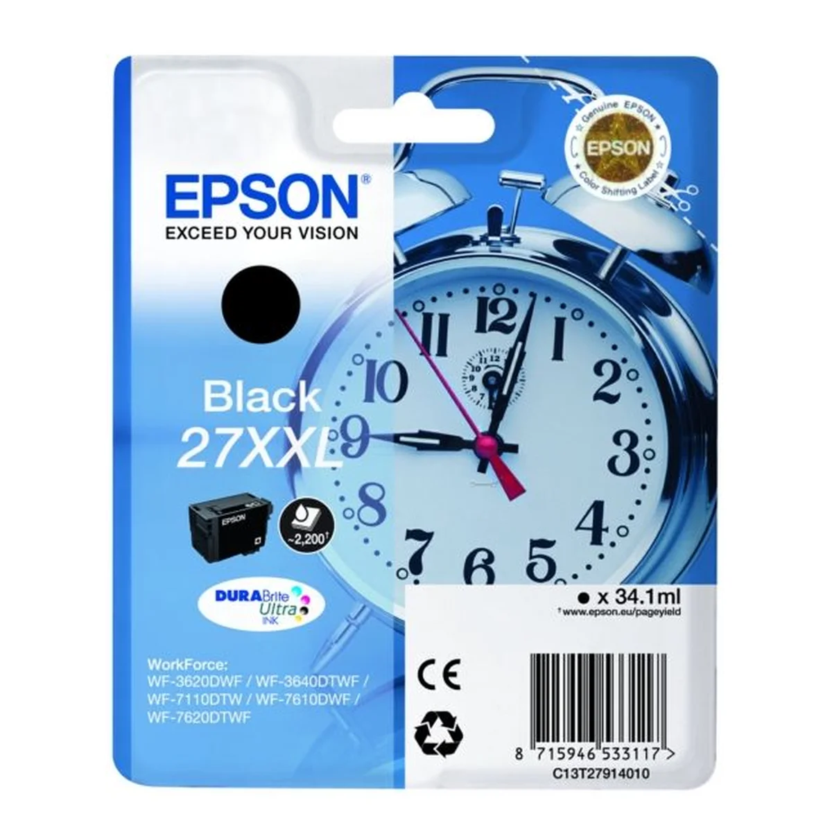 Druckerpatrone Epson 27XXL schwarz 34,1 ml | 2.200 Seiten (C13T27914010)
