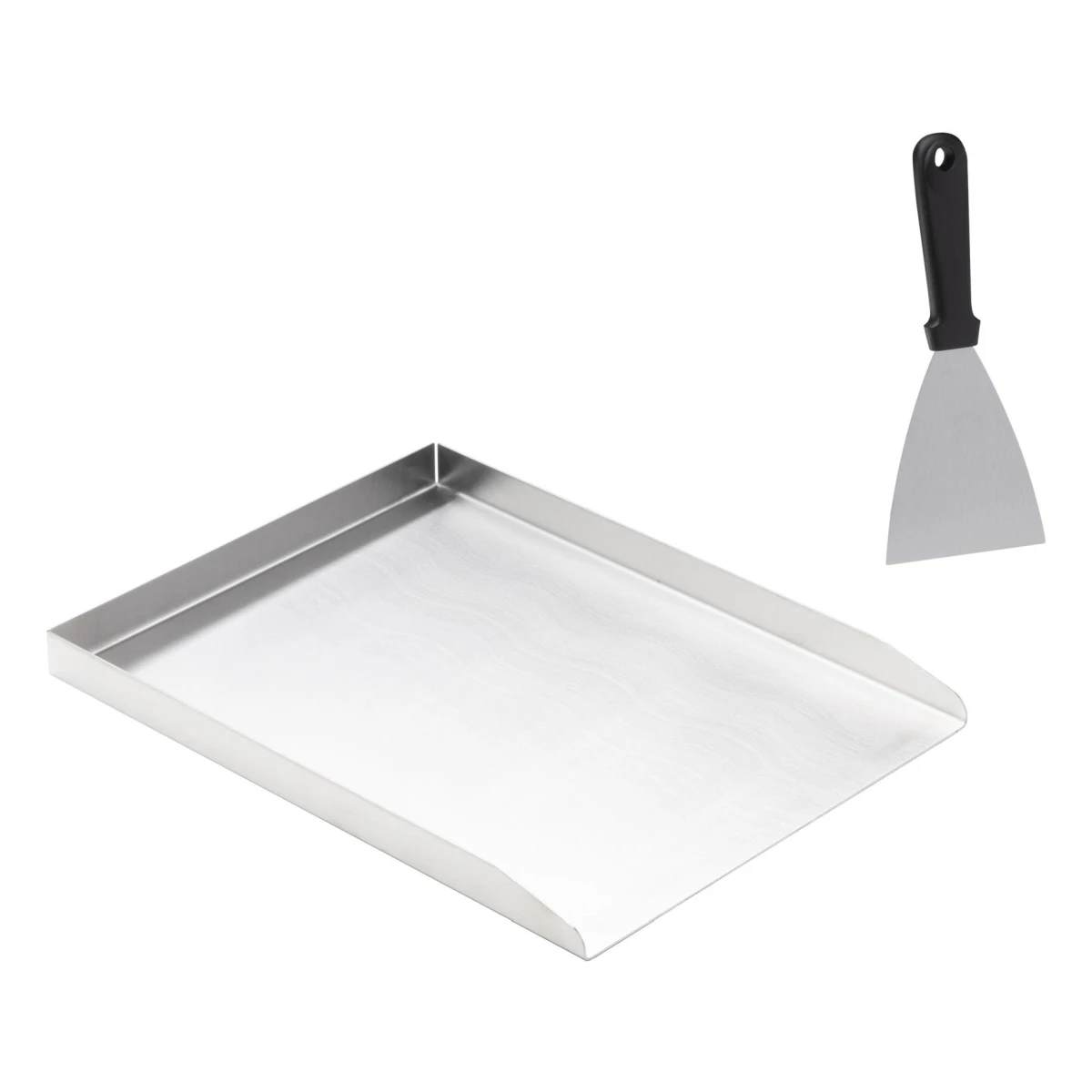 Plancha Grillplatte aus Edelstahl, ca. 40x30x3cm inkl. Grillspachtel
