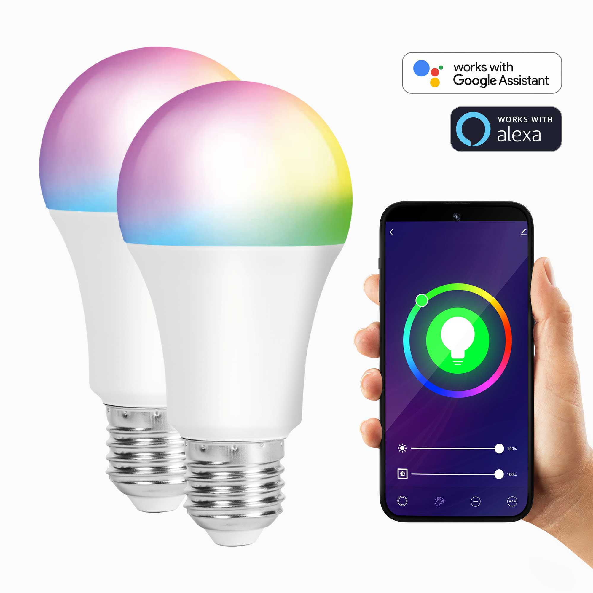 XCOAST Smart WLAN LED Leuchte E27 RGBW 2er Pack