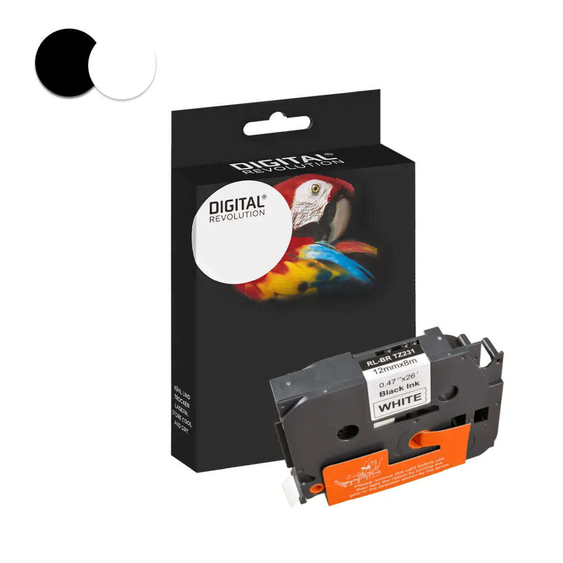 Brother TZe-231 12 mm Schriftband Schwarz auf Weiß P-touch Brother TZe-231 Schriftband 12 mm – Schwarz auf Weiß