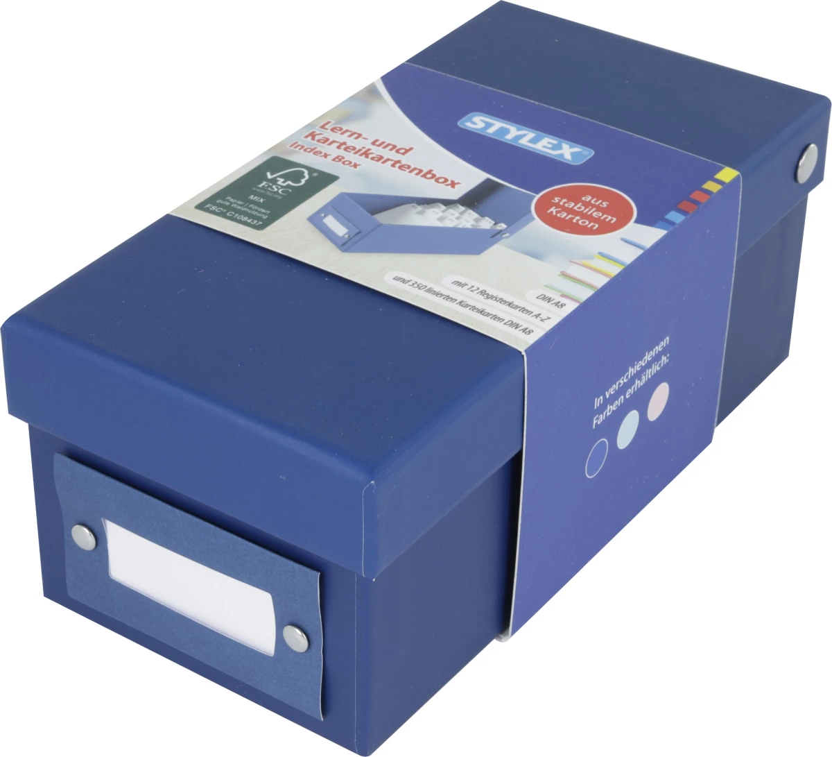 Stylex Lernbox, DIN A8, mit 12 Registern und Karteikarten