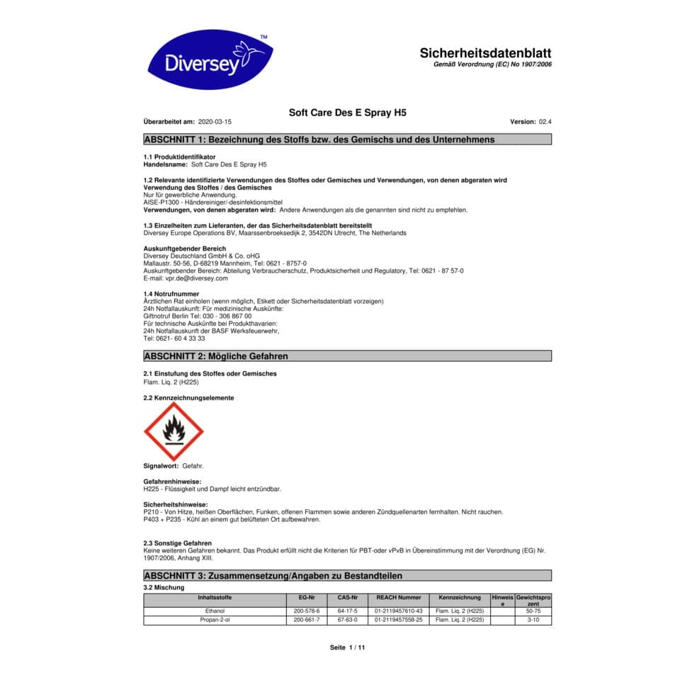 Des E H5 Händedesinfektionsgel 500 ml