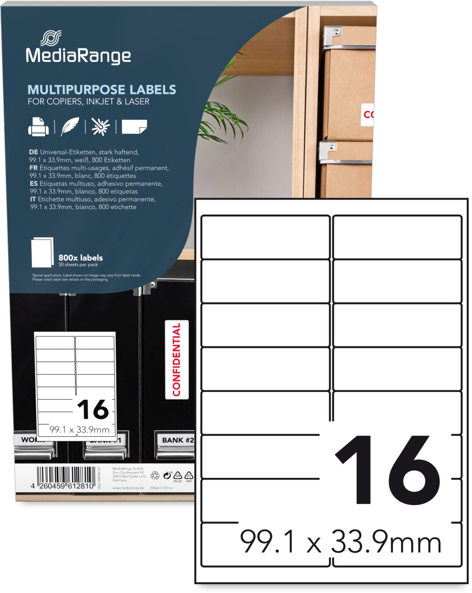 MediaRange Universal-Etiketten, 99,1x33,9 mm, 800 Stück