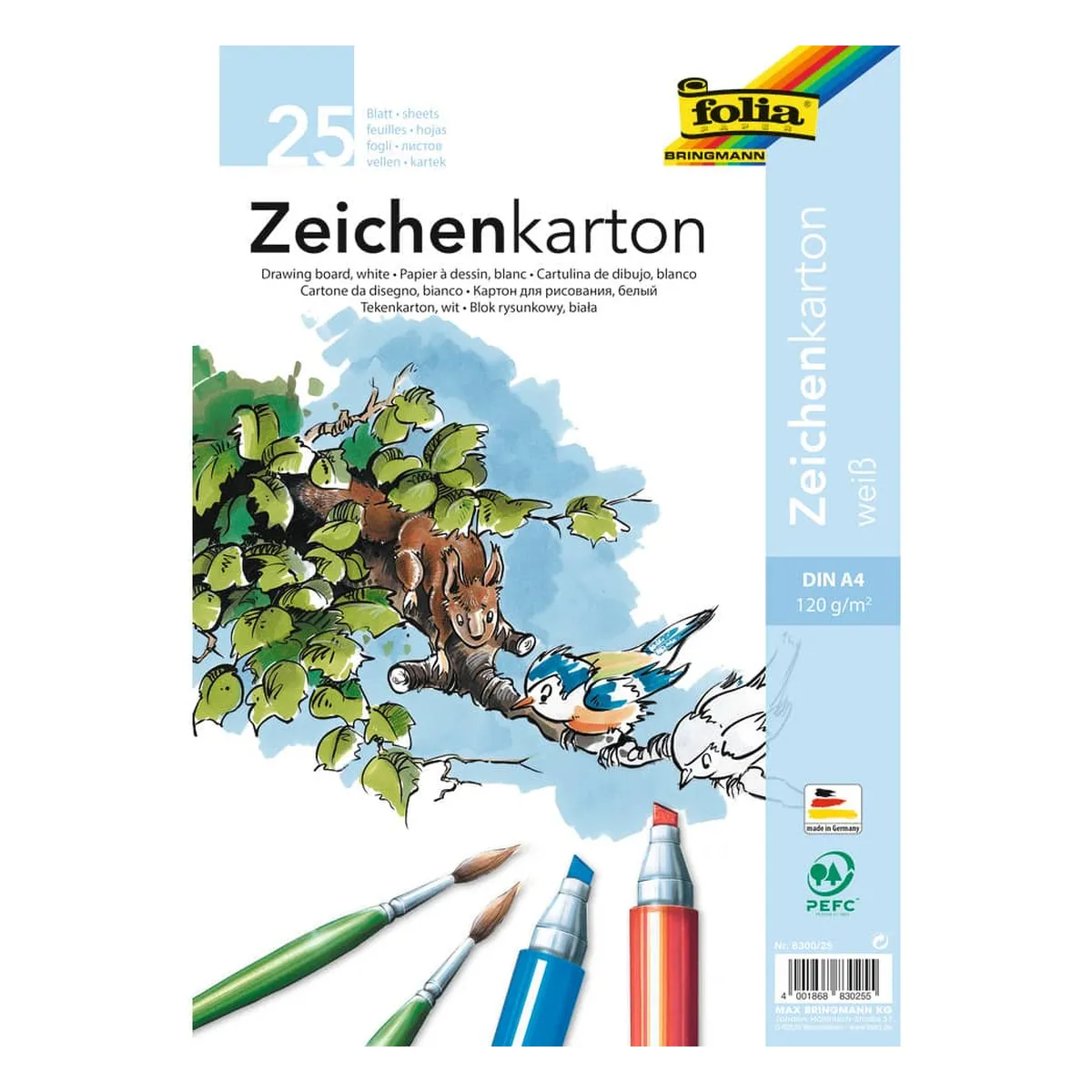 Folia Zeichenkarton 120 g/qm, DIN A4, 25 Blatt