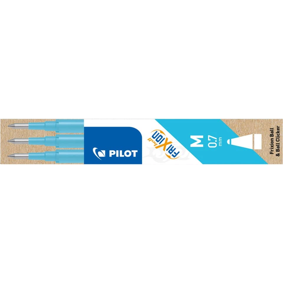 PILOT Tintenrollermine FriXion BLS-FR7 - 0,4 mm, hellblau, 3er Pack