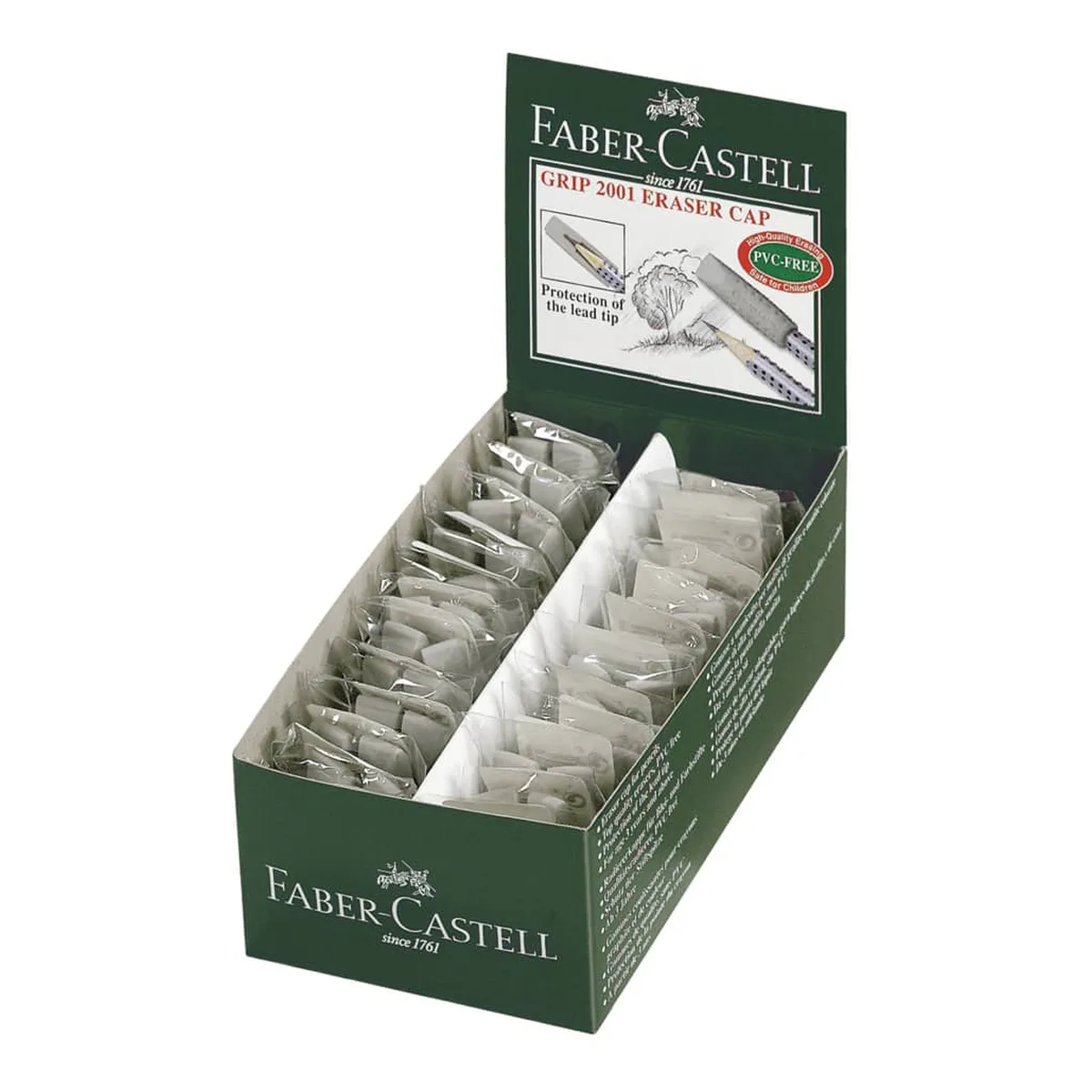 Faber-Castell Polybeutel Radierer GRIP 2001 Eraser Cap, grau