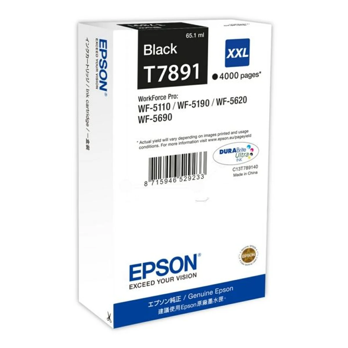 Druckerpatrone Epson T7891 XXL schwarz 65 ml | 4.000 Seiten (C13T789140)