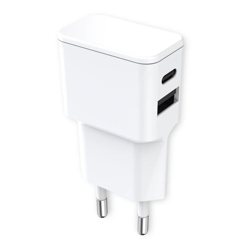 Universal Netzteil Dubi, 1x USB-A + 1x Typ-C, 12W | 5V / 2.4A, kompaktes Design, weiß