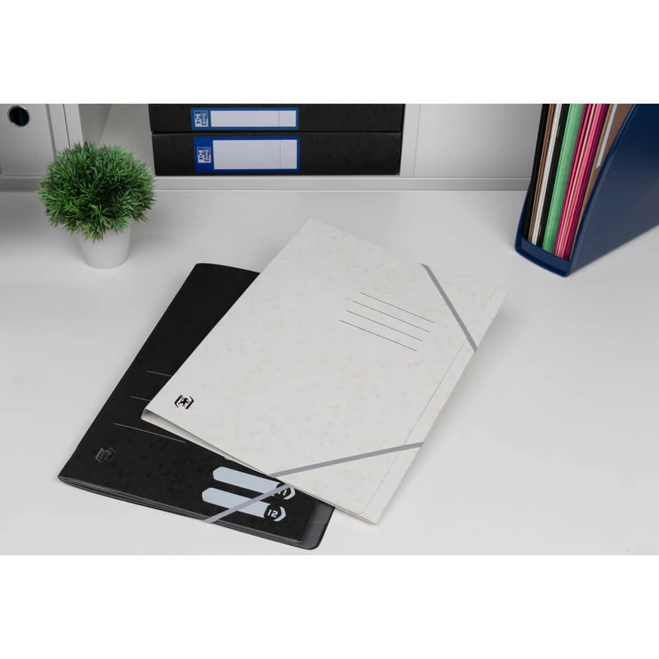 OXFORD Eckspannmappe TOP FILE+ - A4, 390 g/qm, Karton, Gummizug, beige