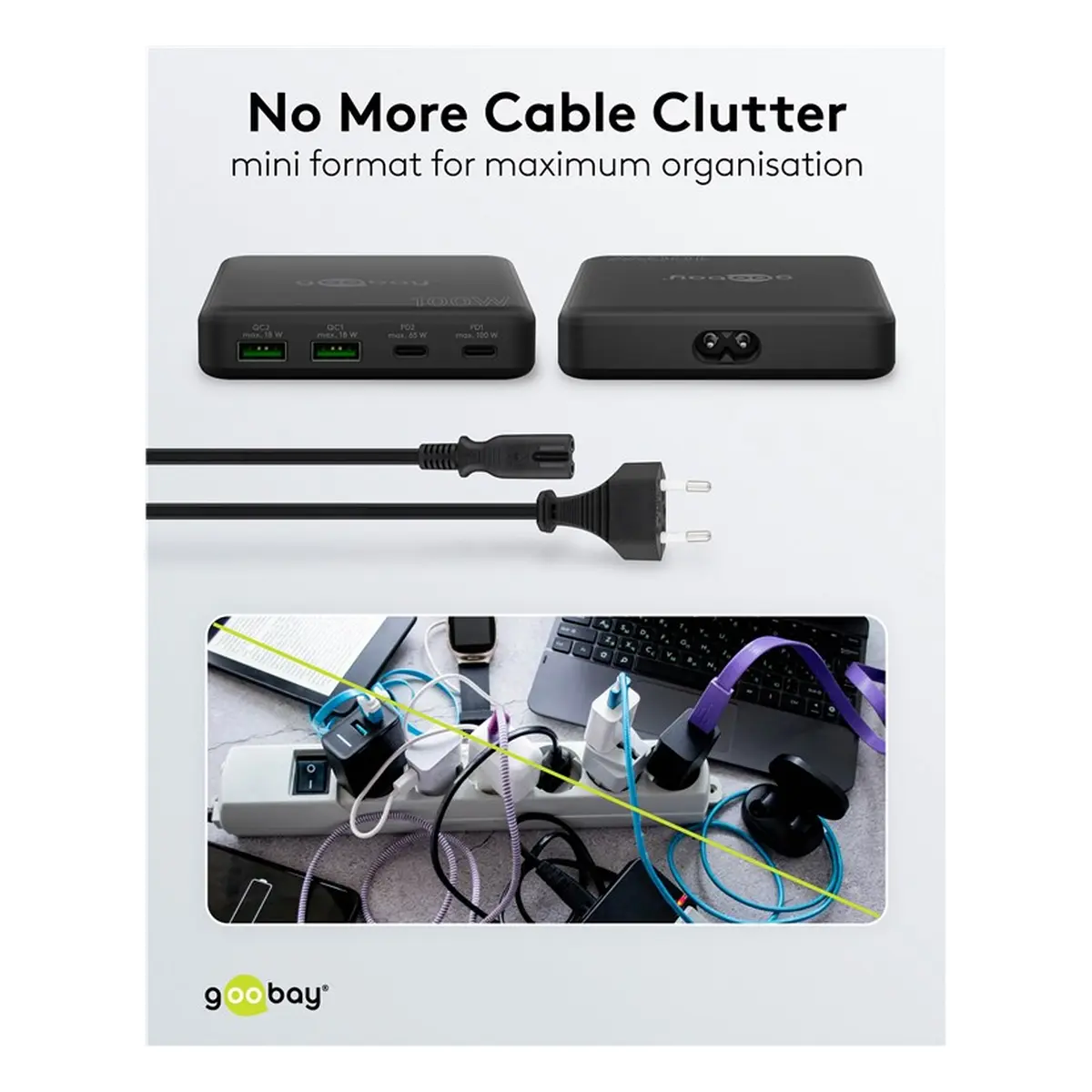 Goobay USB-C™ PD GaN Multiport-Tischladegerät (100 W) schwarz