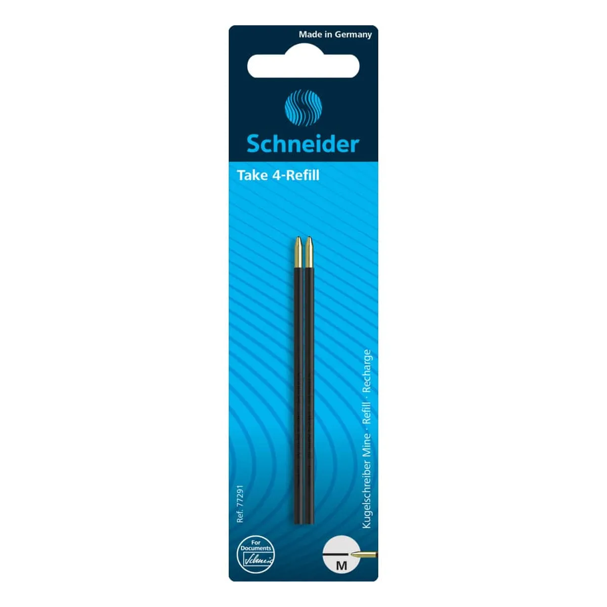 Schneider Kugelschreibermine Take 4 Refill - M, schwarz (dokumentenecht), 2 Stück