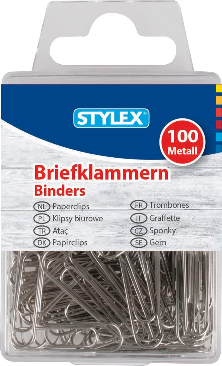 Stylex Briefklammern, Metall, blank, 100 Stück