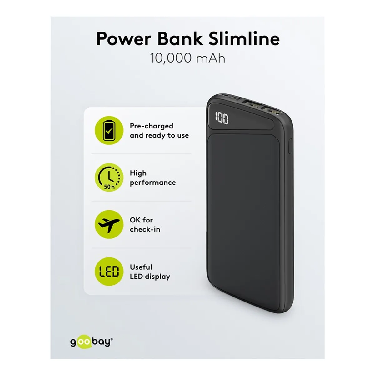 Goobay Powerbank Slimline 10.000 mAh