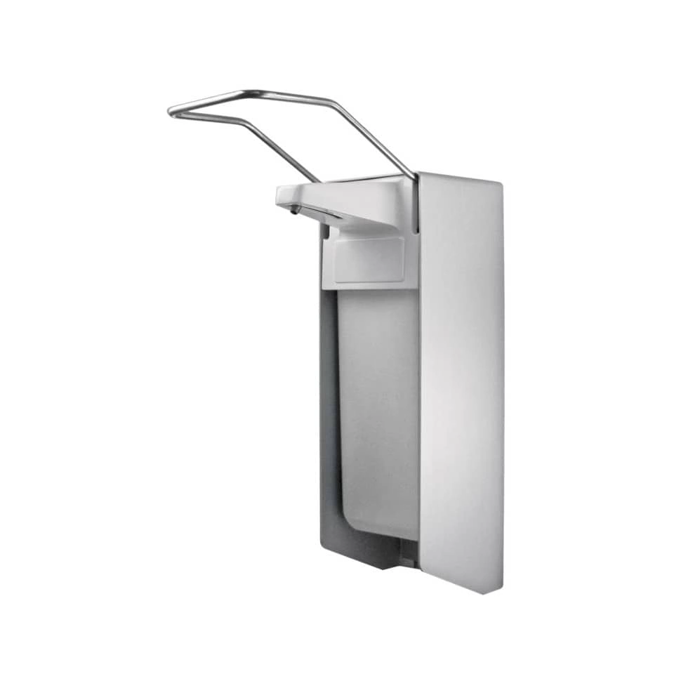 Desinfektionsmittel- & Seifen-Spender mit Armhebel - 1.000 ml, grau, Aluminium