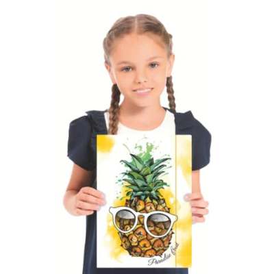 Zeichenmappe “Ananas“- A4, Karton, mit Gummizugverschluss