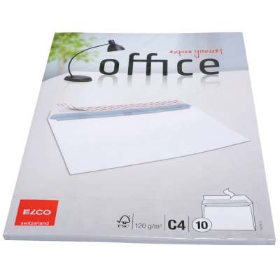 Briefumschlag Office - C4, hochweiß, haftklebend, 120 g/qm, 10 Stück