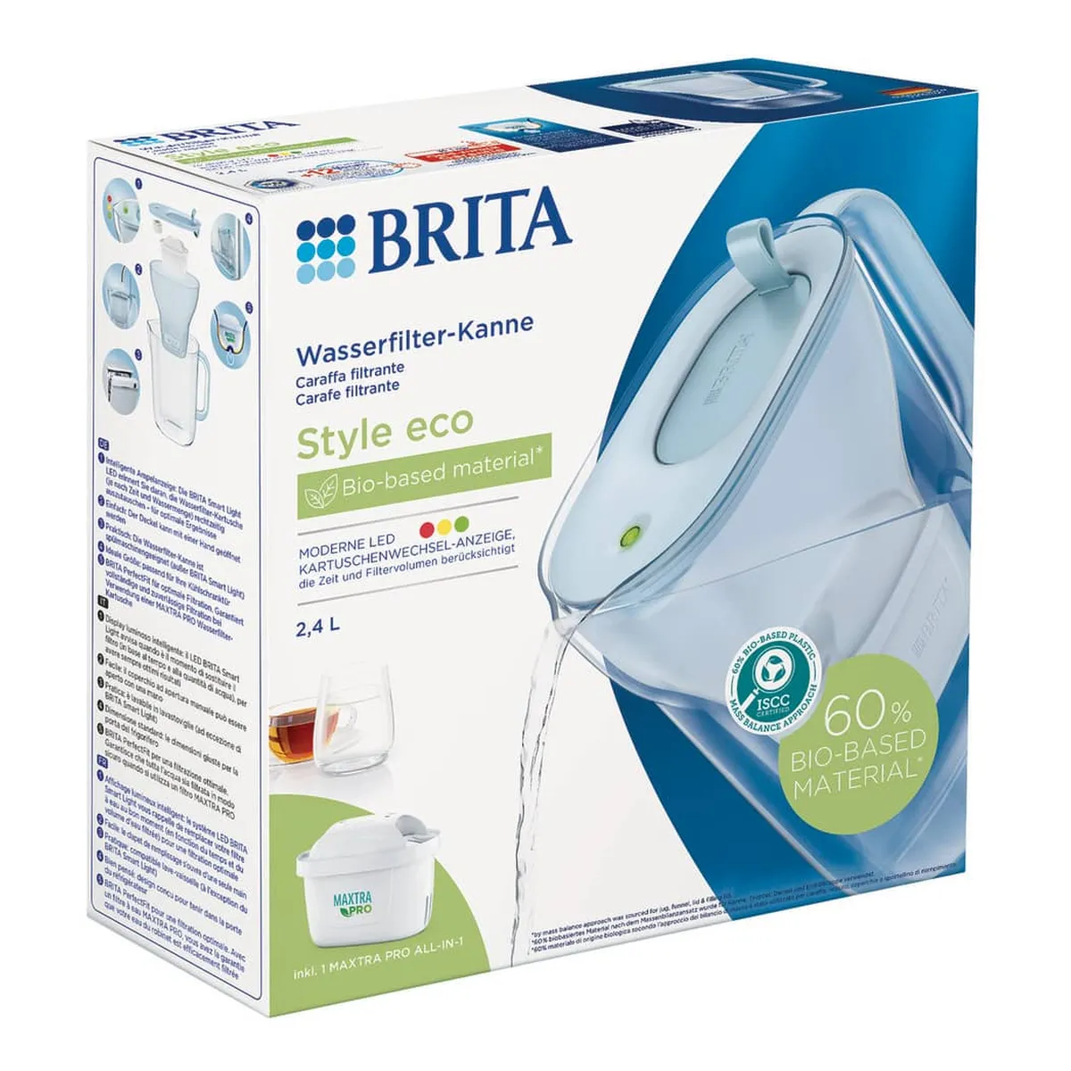 BRITA® Wasserfilter-Kanne Style eco - gletscherblau, inkl. MX PRO BRITA® Wasserfilter-Kanne Style eco - gletscherblau, inkl. MX PRO