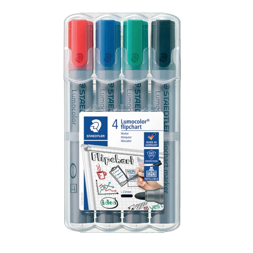 Flipchart-Marker Lumocolor® 356, nachfüllbar, 2 mm, STAEDTLER Box mit 4 Farben