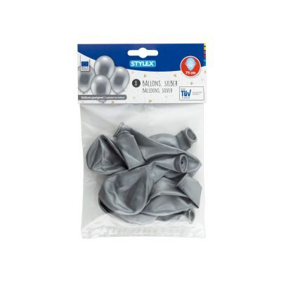Luftballons silber, 8er Beutel