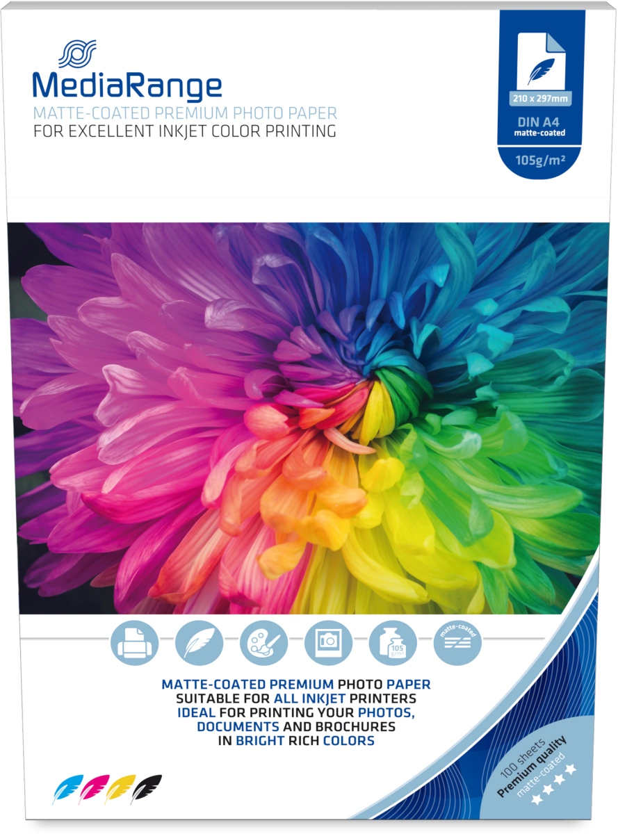 MediaRange Fotopapier, A4, 105g, 100 Blatt