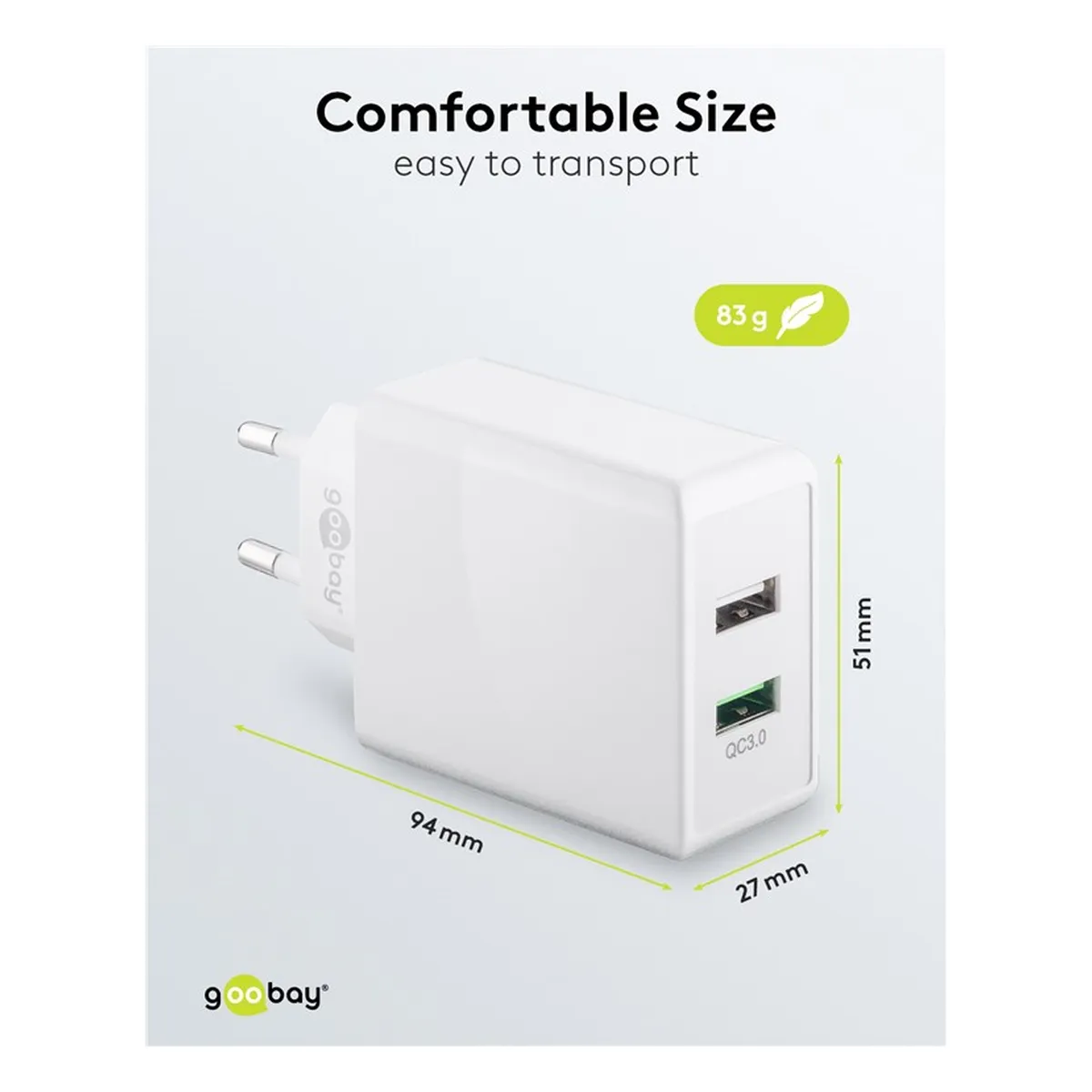 Goobay Dual-USB Schnellladegerät QC3.0 28W weiß