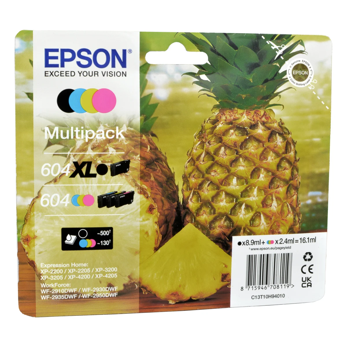 Epson 604XL/604 Druckerpatronen MultiPack schwarz cyan magenta gelb (C13T10H94010)