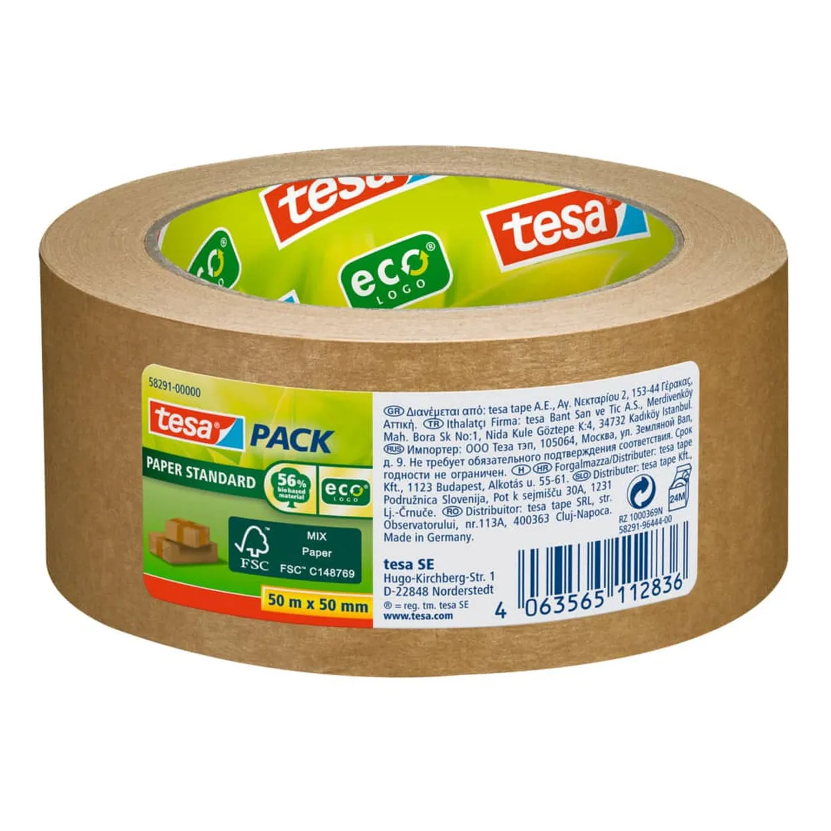 tesa® Verpackungsklebeband Paper Standard - 50 mm x 50 m, braun