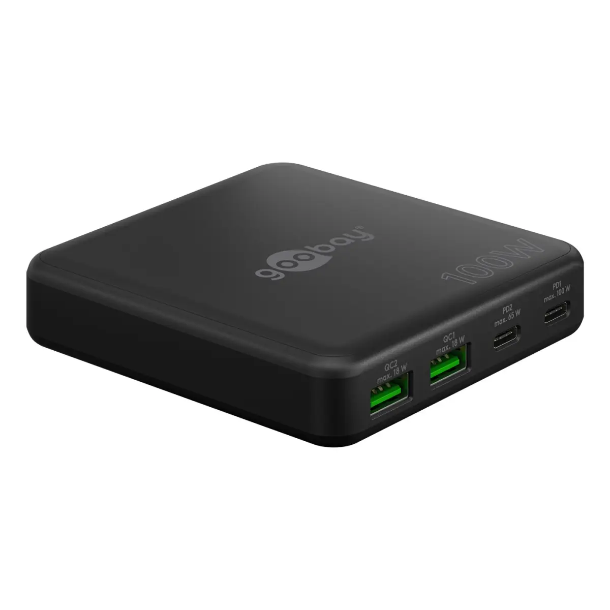 Goobay USB-C™ PD GaN Multiport-Tischladegerät (100 W) schwarz