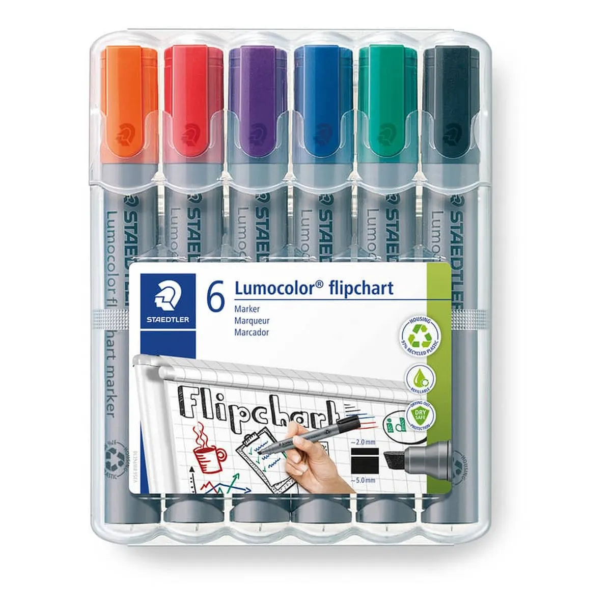 Staedtler Lumocolor® 356 B flipchart marker - Keilspitze, 6 Farben sortiert