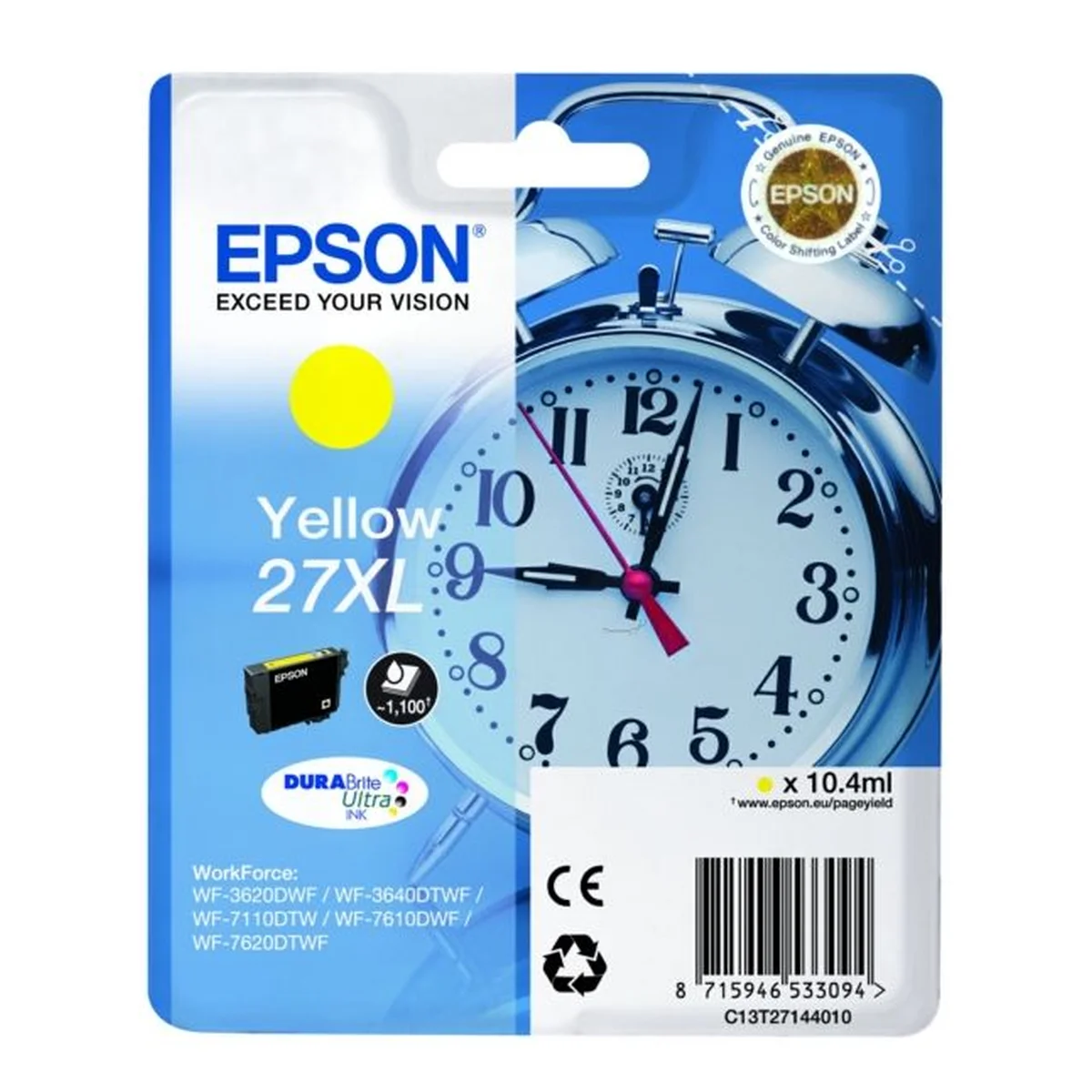 Druckerpatrone Epson 27XL gelb 10,4 ml | 1.100 Seiten (C13T27144010)