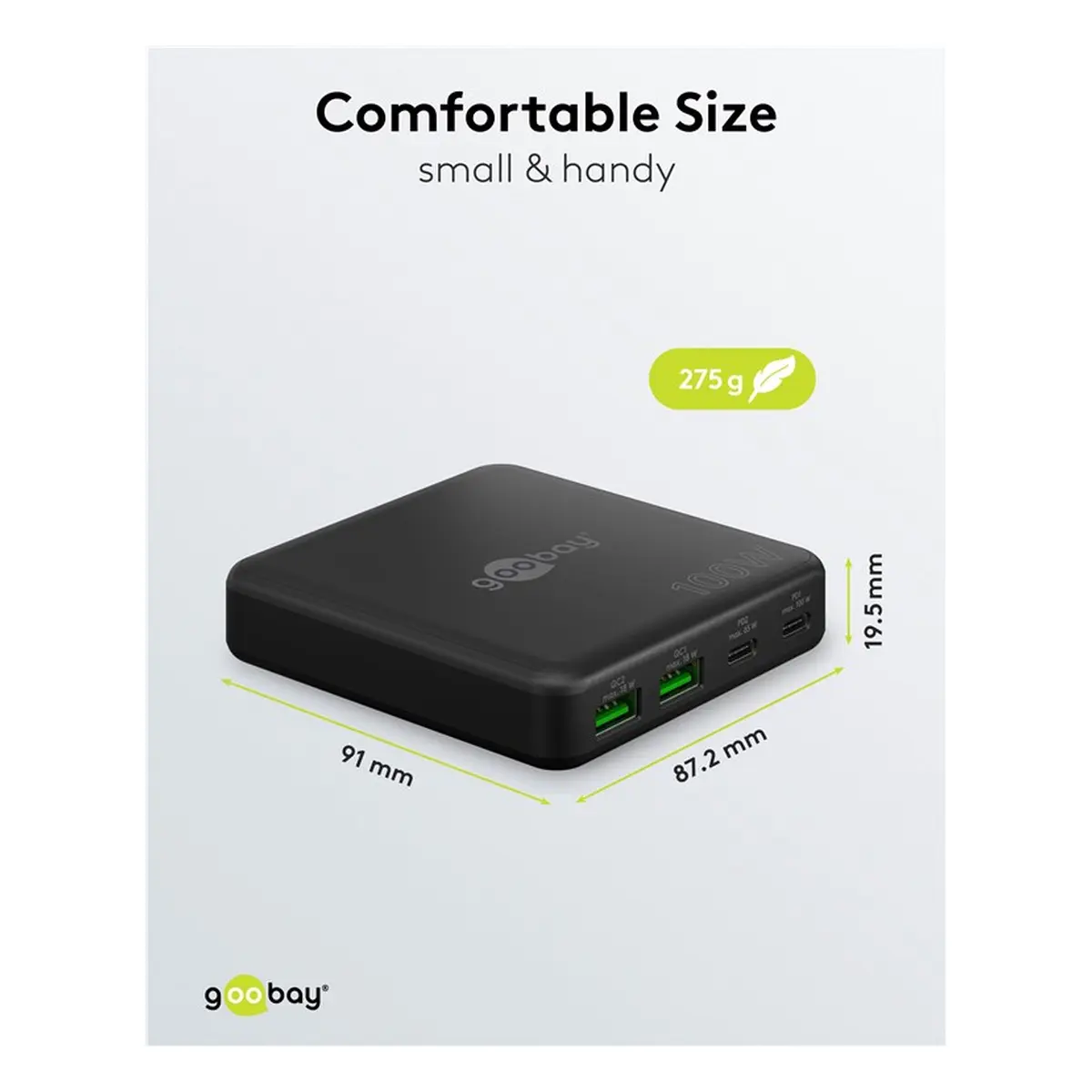 Goobay USB-C™ PD GaN Multiport-Tischladegerät (100 W) schwarz