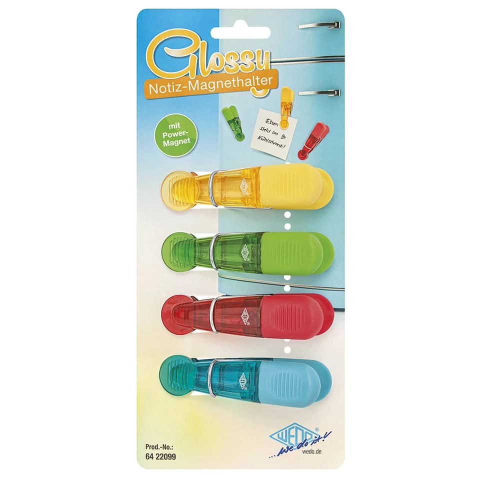 Notizhalter Magnet GLOSSY - 4 Stück, sortiert