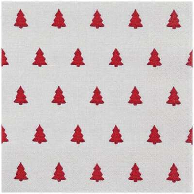 Weihnachts Lunchservietten “Linen Trees red“ - 33 x 33 cm