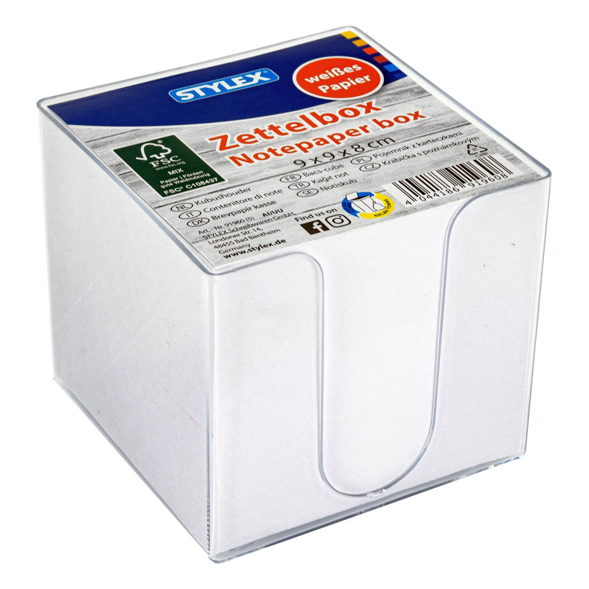 Stylex Zettelbox, weißes Papier