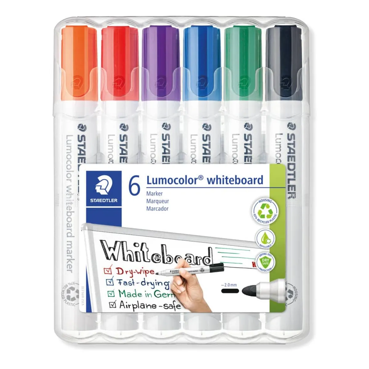Staedtler Lumocolor® 351 whiteboard marker - Rundspitze, 6 Farben sortiert