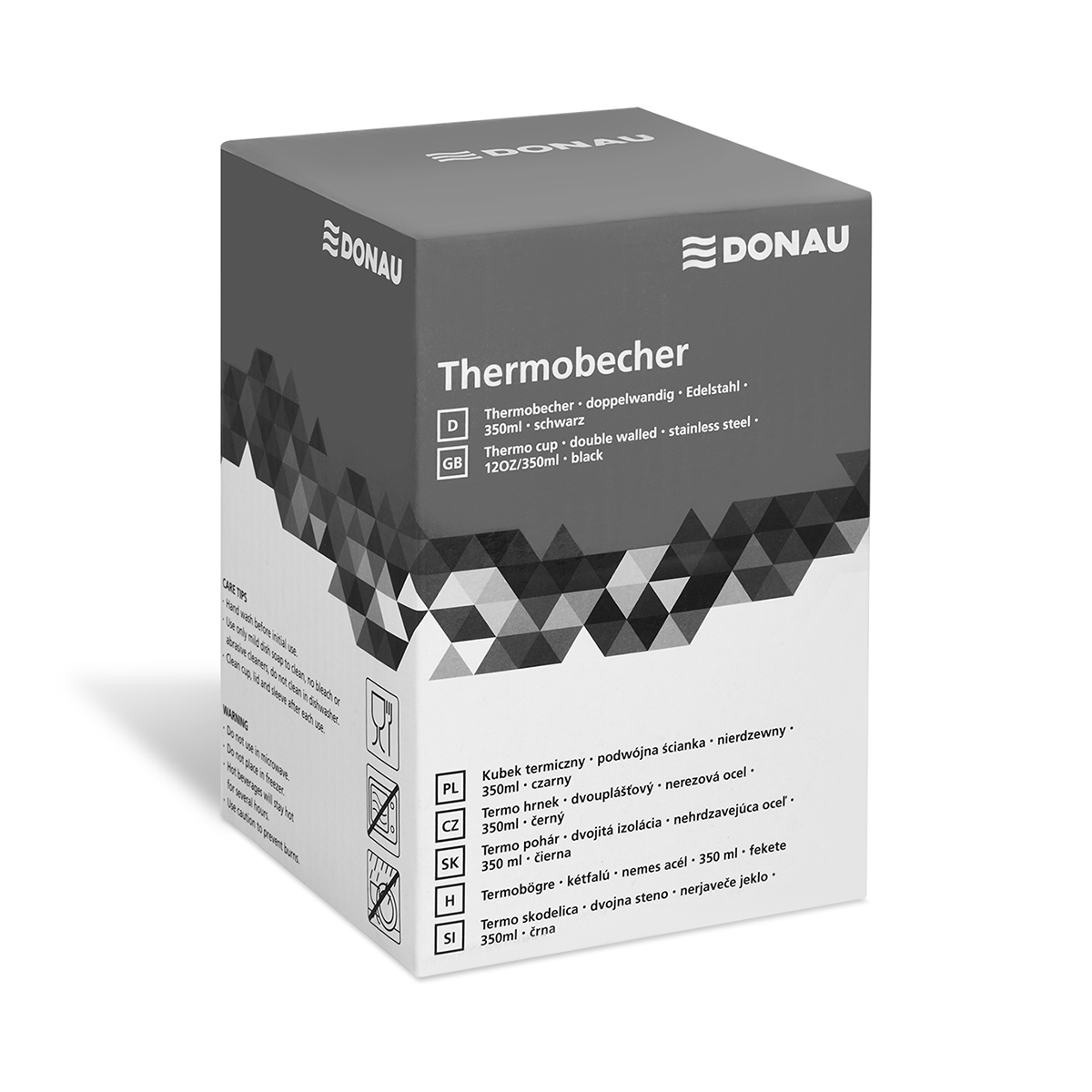 DONAU Thermobecher - 350 ml, Edelstahl, schwarz