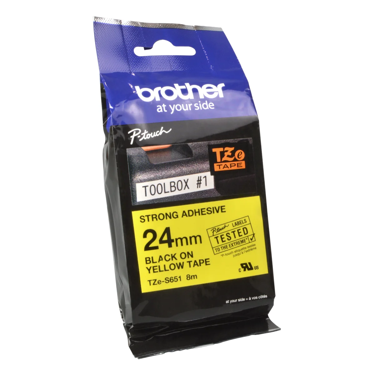 Brother Schriftband 24 mm TZE-S651 schwarz auf gelb extra stark laminiert 8 m